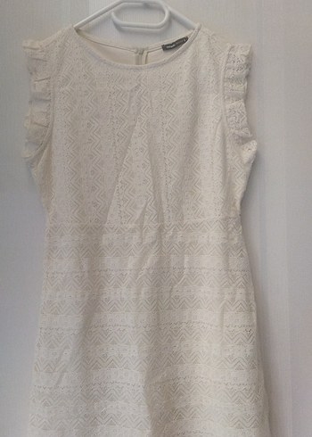 Beyaz Nakışlı Dantelli Elbise - Görsel 2