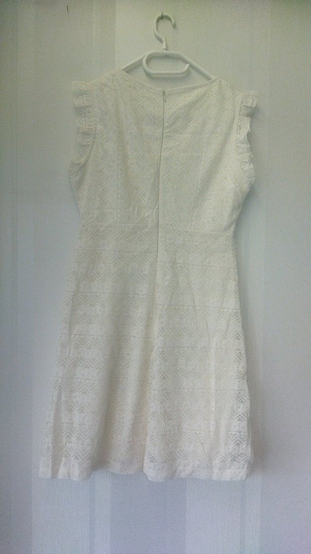 Beyaz Nakışlı Dantelli Elbise - Görsel 5