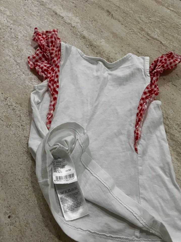 Kız Çocuk Beyaz Tişört Fırfırlı Kısa Kollu - Görsel 3