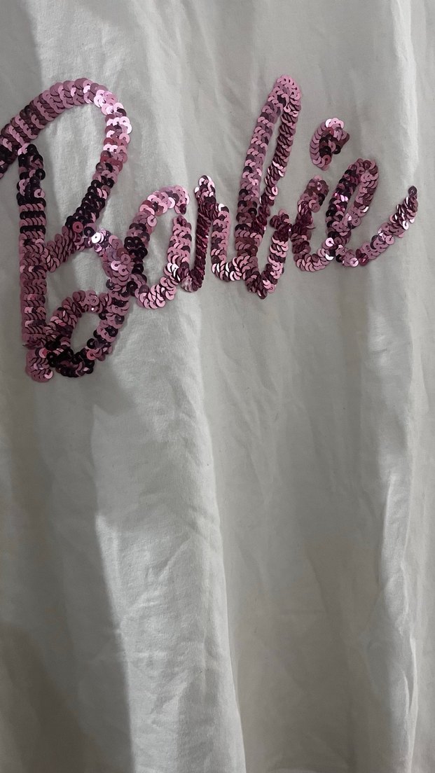 Beyaz Barbie Baskılı Tişört - Görsel 3