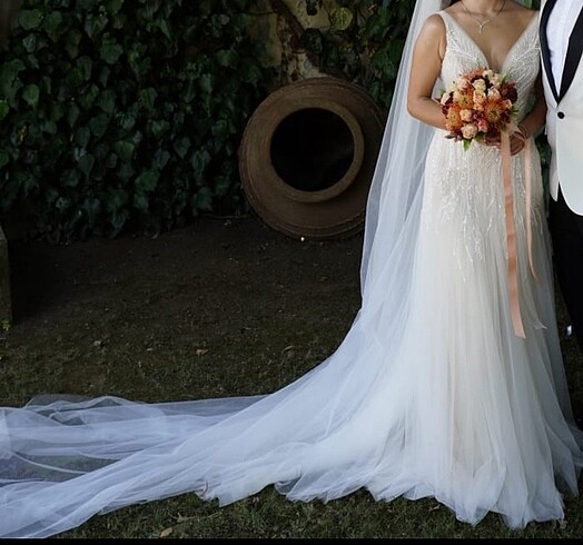 Pronovias Pronovias modeli özel dikim İpek tül İşlemeli Gelinlik