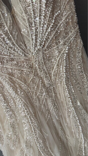 Pronovias modeli özel dikim İpek tül İşlemeli Gelinlik - Görsel 5