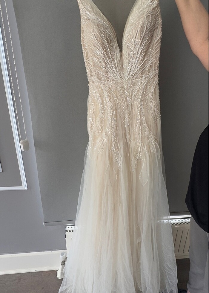 Pronovias modeli özel dikim İpek tül İşlemeli Gelinlik - Görsel 3