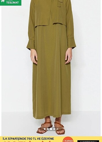 38 Beden yeşil Renk Trendyol modest yağ yeşili elbise