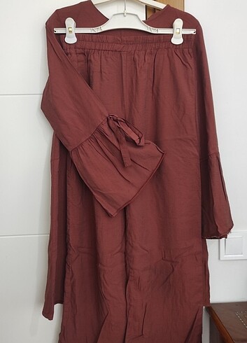 Kiremit rengi tunik pantolon takim