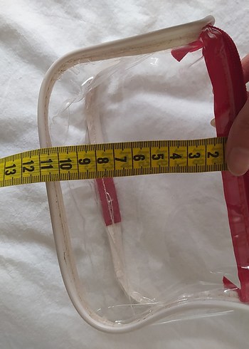 Kırmızı Fermuarlı Şeffaf Makyaj Çantası - Görsel 6