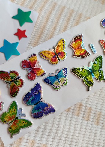 Renkli Yıldız ve Kelebek sticker - Görsel 4