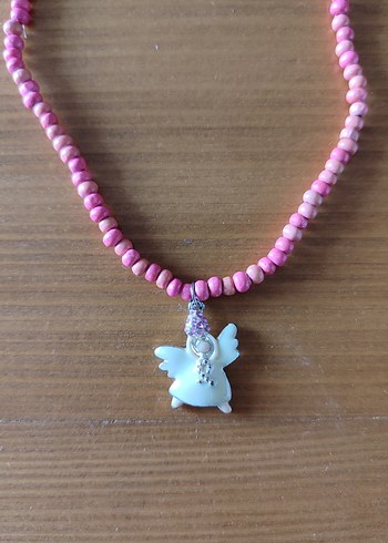 Pembe Boncuklu Mini Kolye - Görsel 2