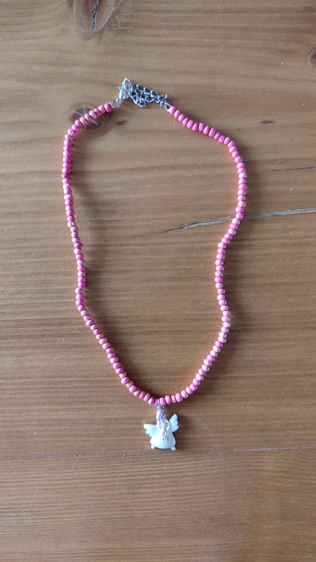 Pembe Boncuklu Mini Kolye - Görsel 3