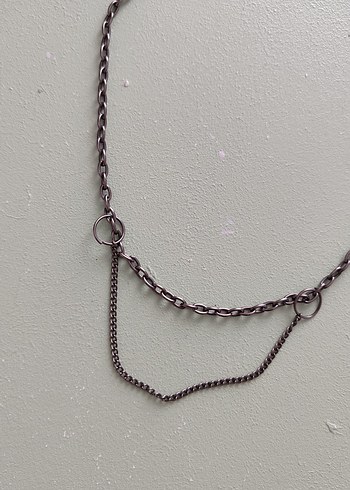 Gri Zincir Detaylı Midi Kadın Kolye - Görsel 2