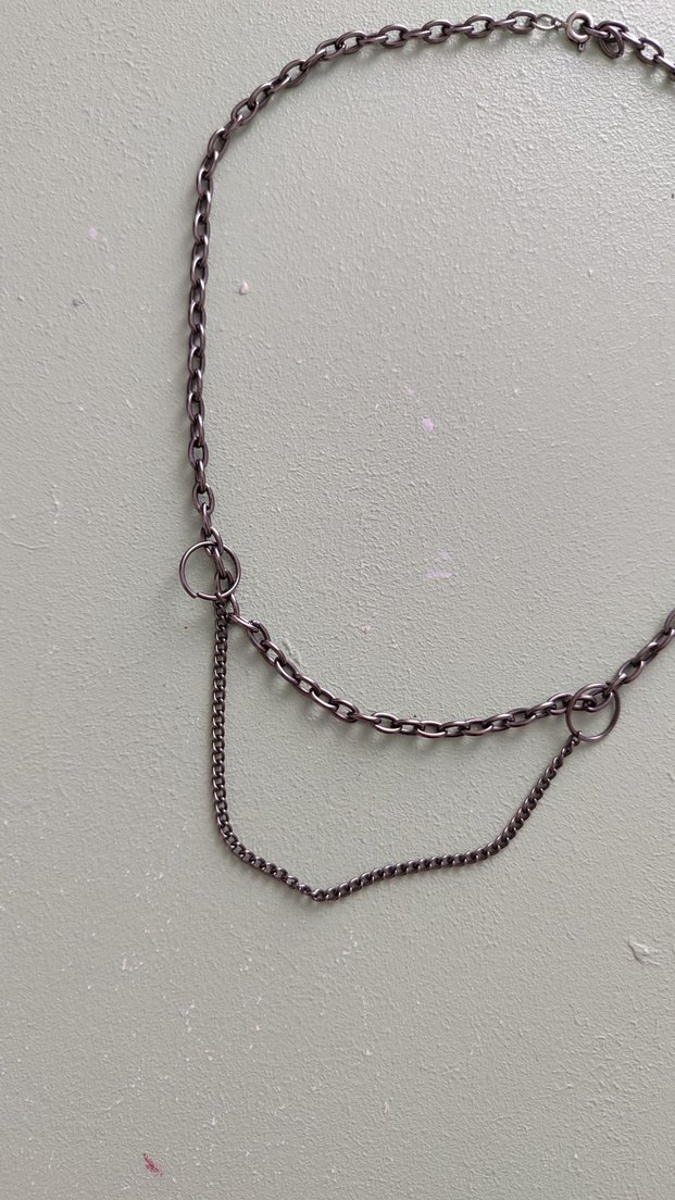 Gri Zincir Detaylı Midi Kadın Kolye - Görsel 2