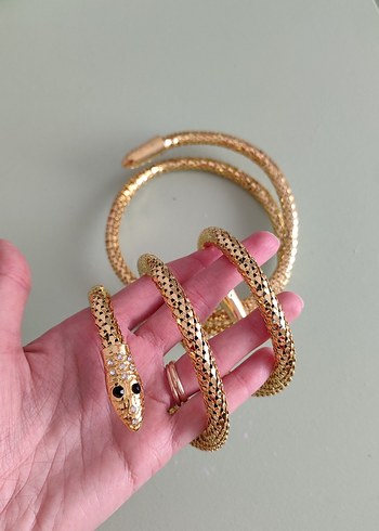 Altın Renkli Yılan figürlü kol ve bilek aksesuarı - Görsel 6