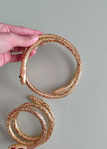 Altın Renkli Yılan figürlü kol ve bilek aksesuarı - Görsel 2