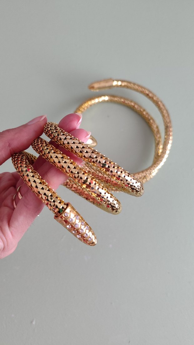 Altın Renkli Yılan figürlü kol ve bilek aksesuarı - Görsel 4