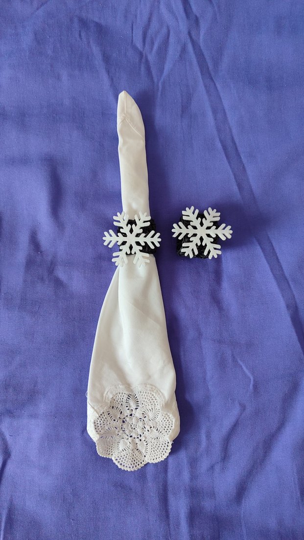 Beyaz Kar Tanesi Peçete Halkası - Görsel 2