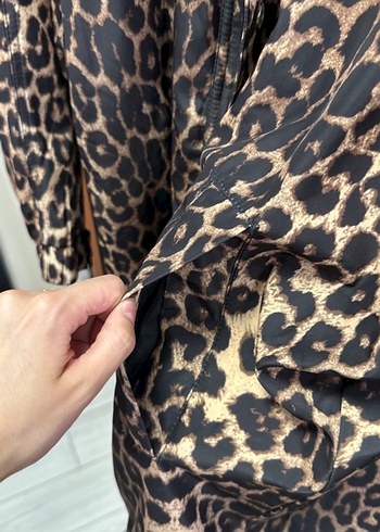 Stradivarius Kahverengi Leopar Desenli Midi Kadın Ceket