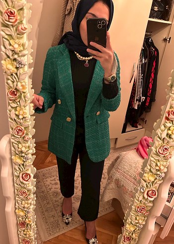 Mango Tüvit Gold Düğmeli Kadın Blazer