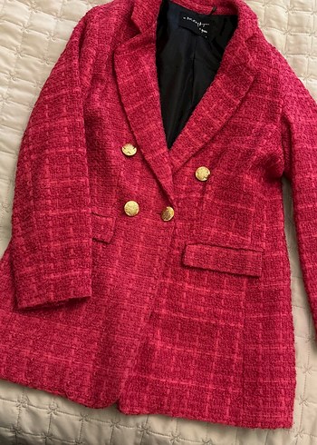 l Beden pembe Renk Pembe tüvit blazer ceket