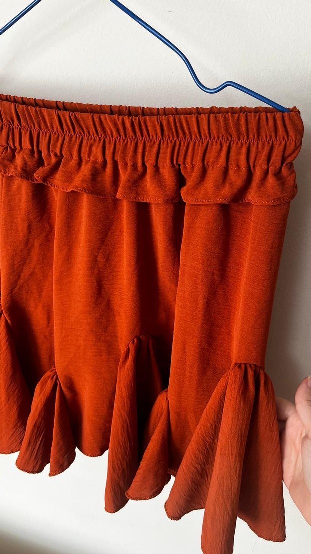 Kıremir Keten Piliseli Mini Etek - Görsel 3