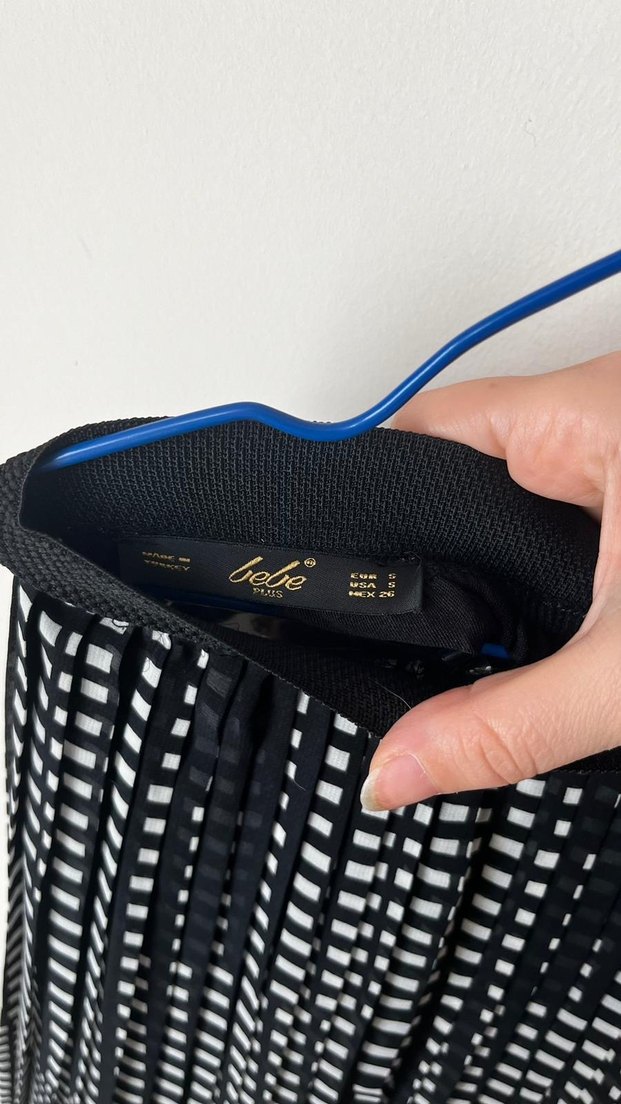 Kadın Pileli Uzun Etek Siyah-Turuncu - Görsel 3