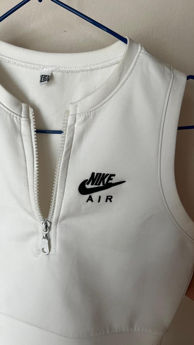 Beyaz Yarım Fermuarlı Yüksek Yakalı Atlet - Görsel 2