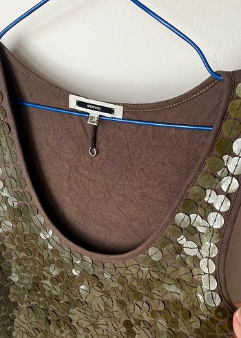 Kahverengi Payetli Kadın Atlet - Görsel 2