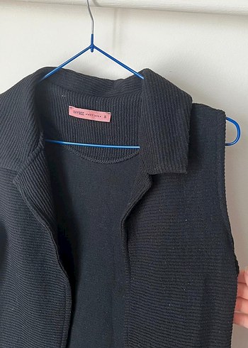 Siyah Midi Kadın Yelek Notch Yaka - Görsel 2