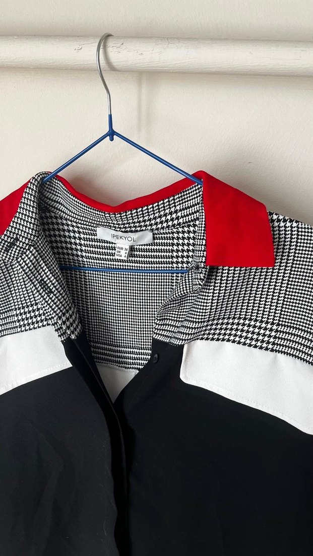 Gri Baskılı Uzun Kollu Kadın Gömlek - Görsel 2