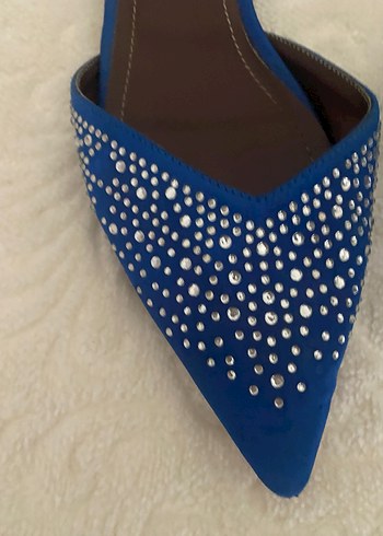 Mavi Taş İşlemeli Stiletto Kadın Terlik Nişantaşı - Görsel 3