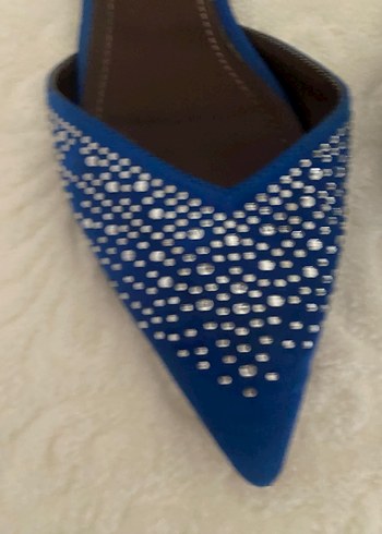 Mavi Taş İşlemeli Stiletto Kadın Terlik Nişantaşı - Görsel 6
