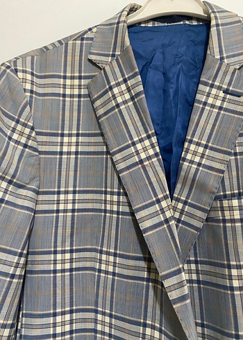 Gri Ekose Erkek Ceket - Klasik Kesim %77 yün yüksek kalite - Görsel 5