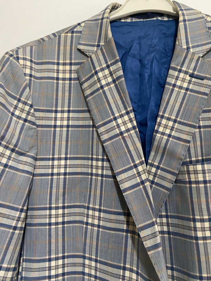 Gri Ekose Erkek Ceket - Klasik Kesim %77 yün yüksek kalite - Görsel 5