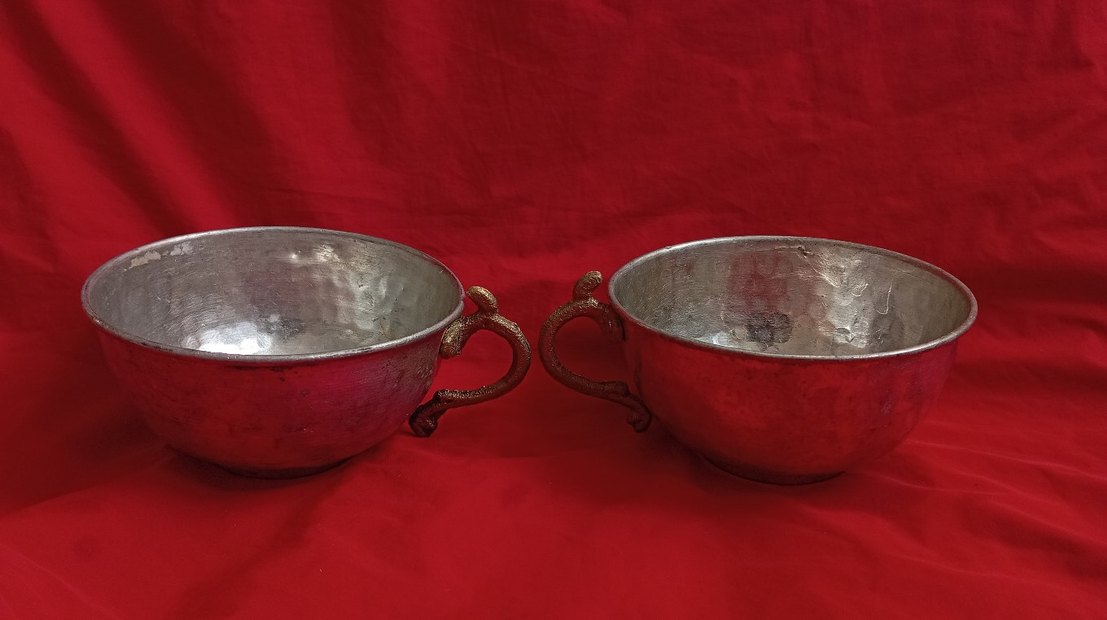 ikili pirinç kulplu bakır ayran tasları - Görsel 3