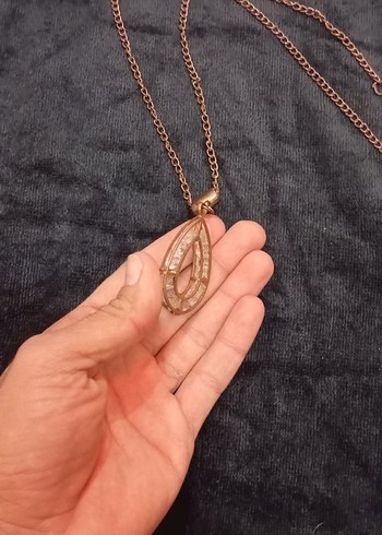 Uzun Zincirli Komple bakır,elmas detaylı Bohem Kolye - Görsel 2