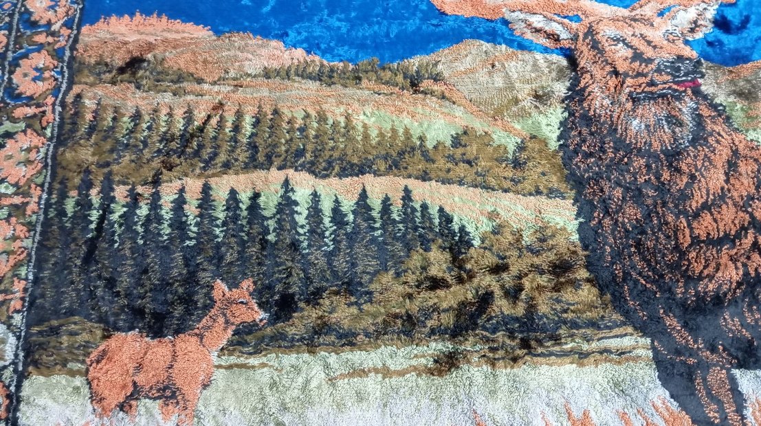 geyik ailesi motifli çil durumda, çok iyi korunmuş duvar halısı - Görsel 3