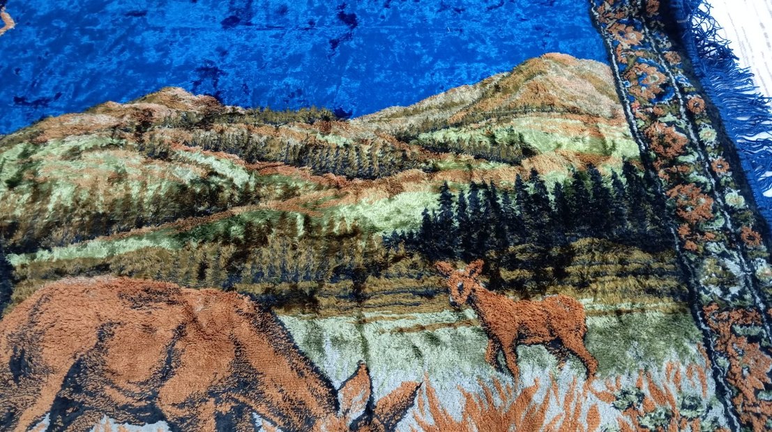 geyik ailesi motifli çil durumda, çok iyi korunmuş duvar halısı - Görsel 2