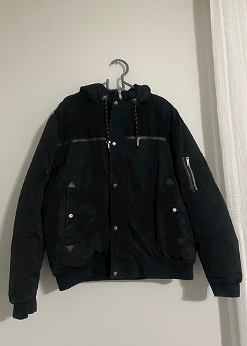 Erkek Siyah Midi Boy Streetwear Mont