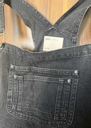 Kadın Siyah Denim Midi Salopet - Görsel 3