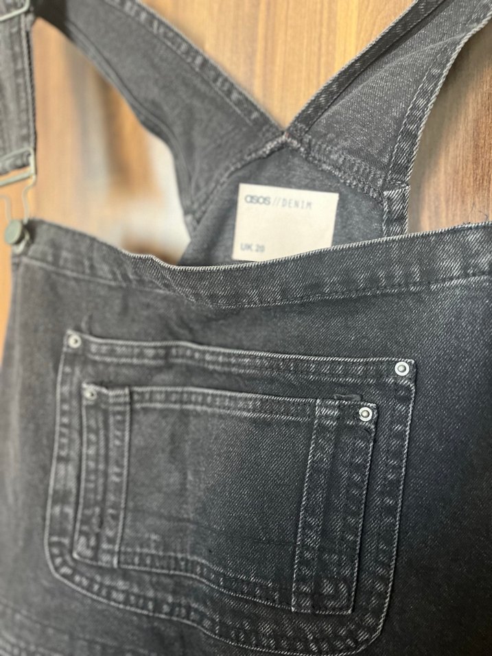 Kadın Siyah Denim Midi Salopet - Görsel 3