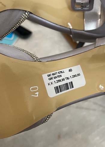 40 Beden Gri Süet Stiletto Taşlı Kadın Abiye Ayakkabı