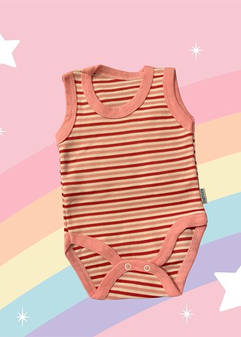 Pembe Çizgili Kolsuz Bebek Body