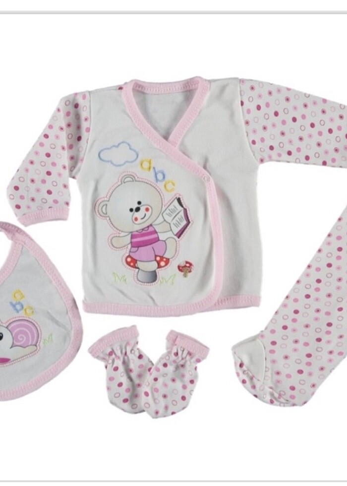 Kız bebek 5 li zıbın seti - Görsel 2