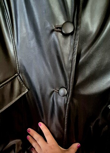 Özel dikim ( fabrikasyon değil ) Suni Deri Siyah ceket  - Görsel 6