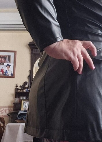 Özel dikim ( fabrikasyon değil ) Suni Deri Siyah ceket  - Görsel 10