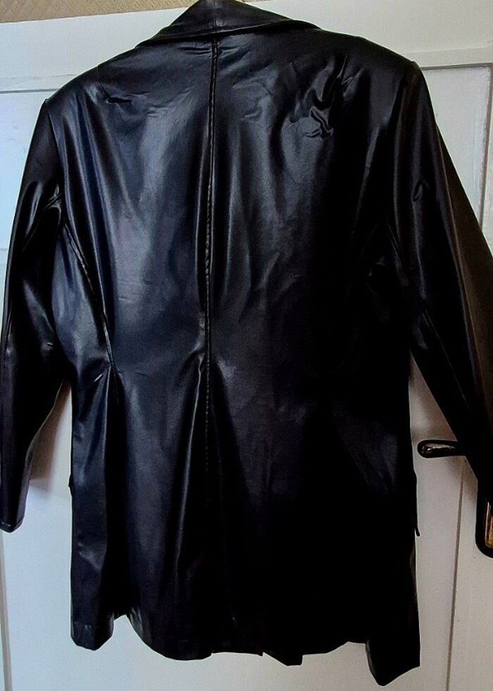 Özel dikim ( fabrikasyon değil ) Suni Deri Siyah ceket  - Görsel 2