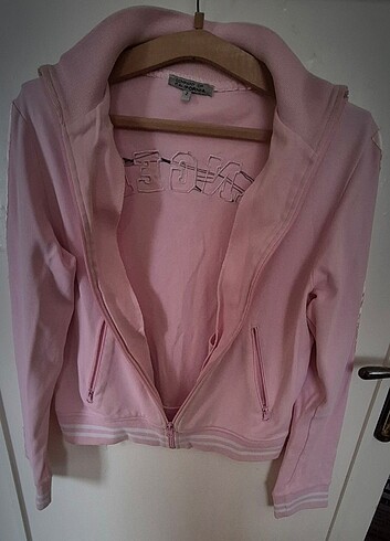 Pembe Önü fermuarlı Angel Nakışlı Sweat - Görsel 16