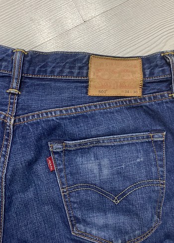 Orijinal Levis 501 Button Fly 34/30  Vintage Faded Mavi Denim - Görsel 3