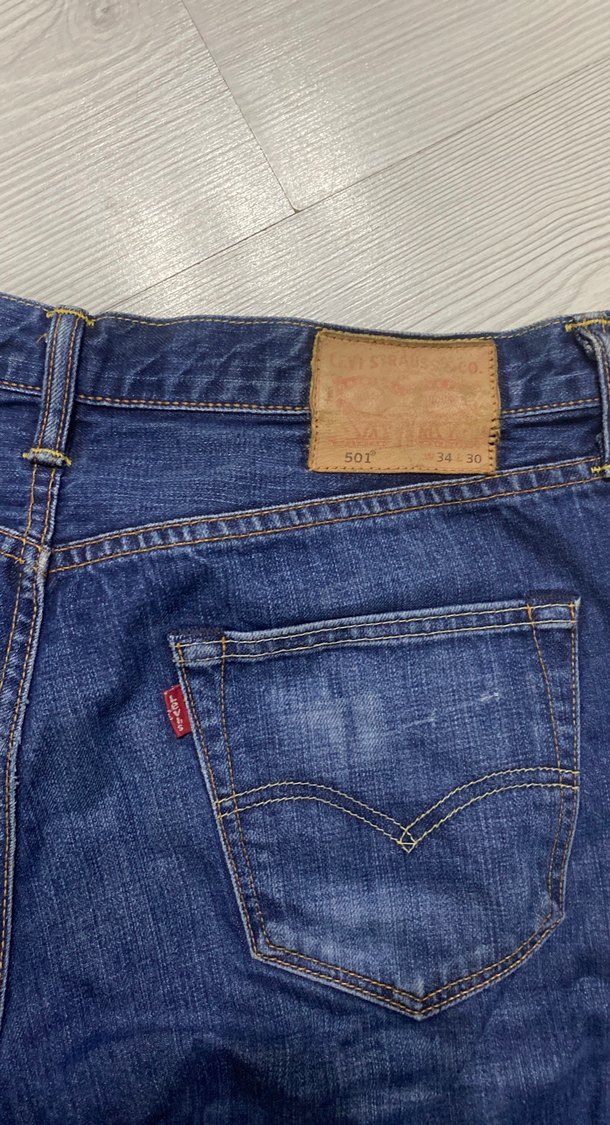 Orijinal Levis 501 Button Fly 34/30  Vintage Faded Mavi Denim - Görsel 3