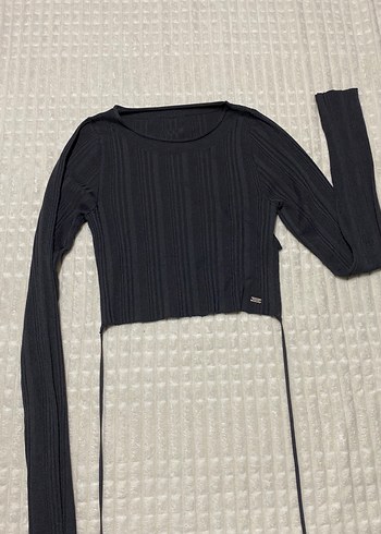Kadın Gri Triko Crop Top