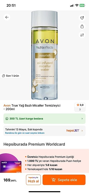 Avon Yağ bazlı temizleyici